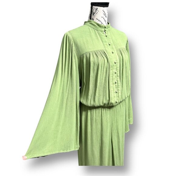 Eloquii Green Pleated Crepe Jumpsuit Wide Leg Resort Wedding Guest Size 18/20 - Picture 4 of 11